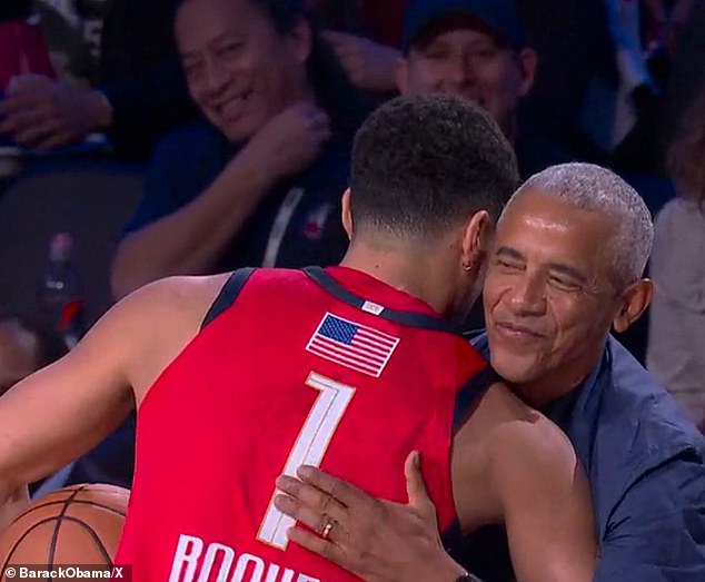 Barack Obama's Impressive Courtside Moment as Jokić and Booker Chase Loose Ball at NBA All-Star Game