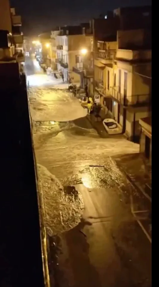Chaos as Storm Harry's Tsunami-Style Surge Floods Sicilian Streets