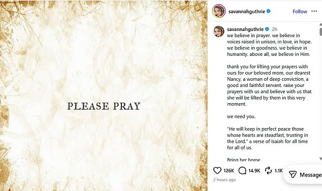 Faith and Community Rally as Savannah Guthrie Pleads for Missing Mother's Safe Return