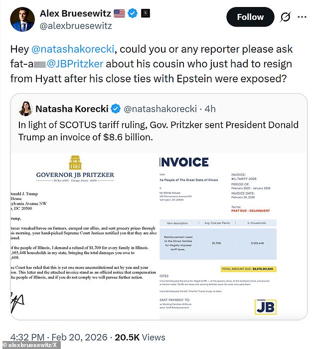 Illinois Governor JB Pritzker Serves $8.6 Billion Invoice to Trump Over Unconstitutional Tariffs, Demands Refunds for Residents