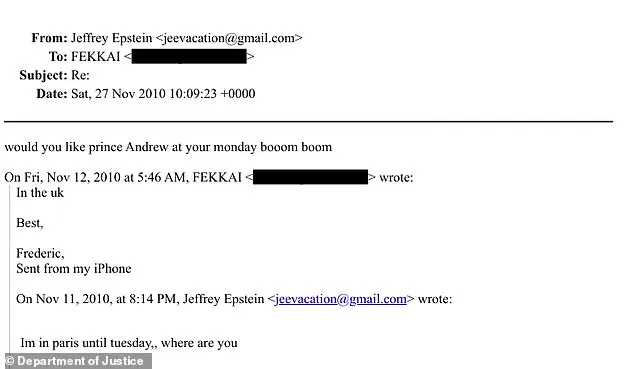 Jeffrey Epstein Email with Frédéric Fekkai Reveals Alleged Predations and Prince Andrew Connection