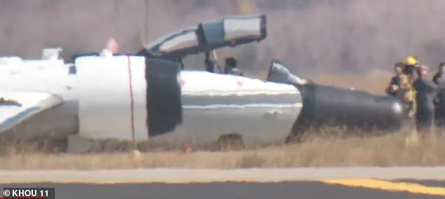 NASA's WB-57 Jet Skids on Runway After Landing Gear Failure at Ellington Field
