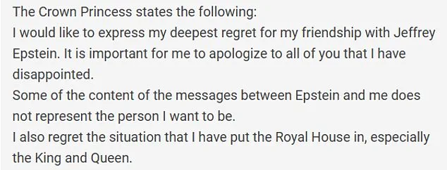 Norway's Crown Princess Mette-Marit Apologizes Again as Newly Uncovered Documents Reveal Past Ties to Jeffrey Epstein