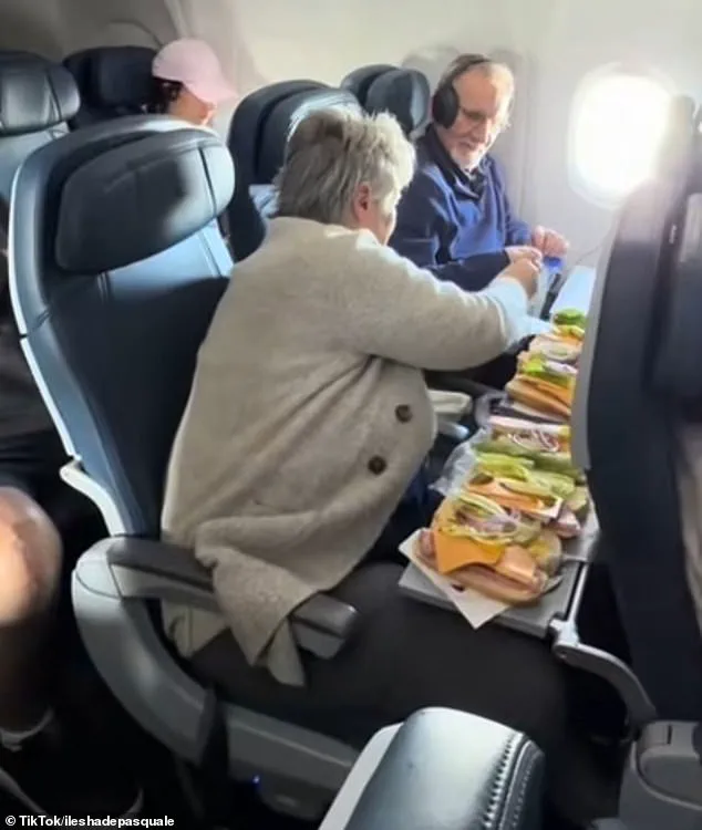 Passenger Creates Meal Using Airplane Tray Table During Five-Hour Flight