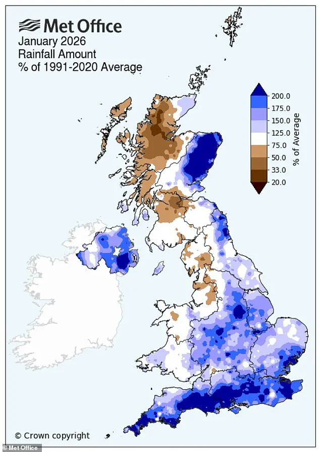 Persistent Rainfall Drenches UK, Northern Ireland Sets Wettest January Record in 149 Years