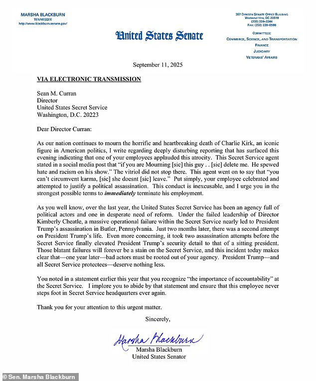 Secret Service Agent Faces Firing Over Inflammatory Remarks on Charlie Kirk's Death and Colorado School Shooting