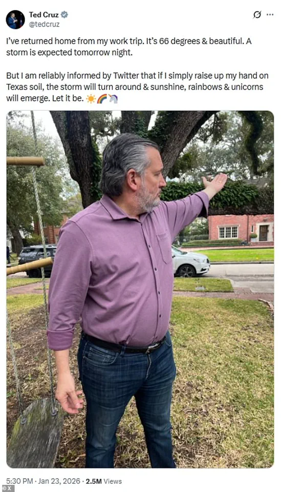 Ted Cruz Faces Renewed Controversy as Rumors of Tropical Escape Surface During Incoming Winter Storm, With Critics Condemning 'Out-of-Touch' Behavior