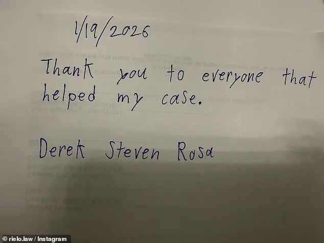 'Thank you to everyone that helped my case': Derek Rosa's haunting note raises questions about justice and remorse after life sentence