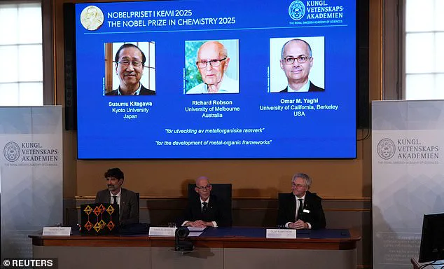 Three Scientists Win Nobel Prize in Chemistry for Developing Metal-Organic Frameworks to Address Global Challenges