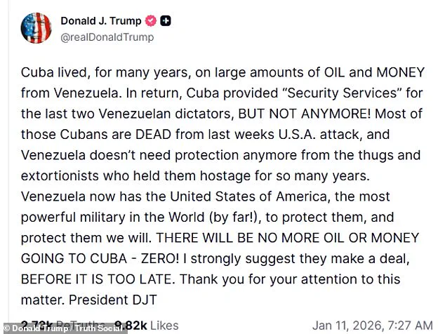 Trump Declares 'Zero' Oil and Money for Cuba from Venezuela as U.S. Policy Shifts