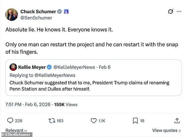 White House Press Secretary Confirms Trump's Penn Station Renaming Claim Amid Schumer's Denial