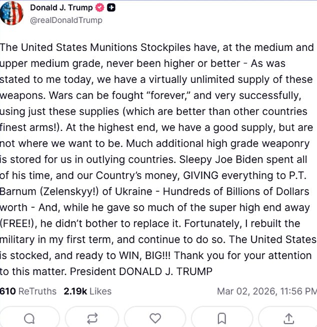 Trump's Military Stockpile Claims Under Scrutiny as Analysts Doubt U.S. Readiness for Prolonged Conflict