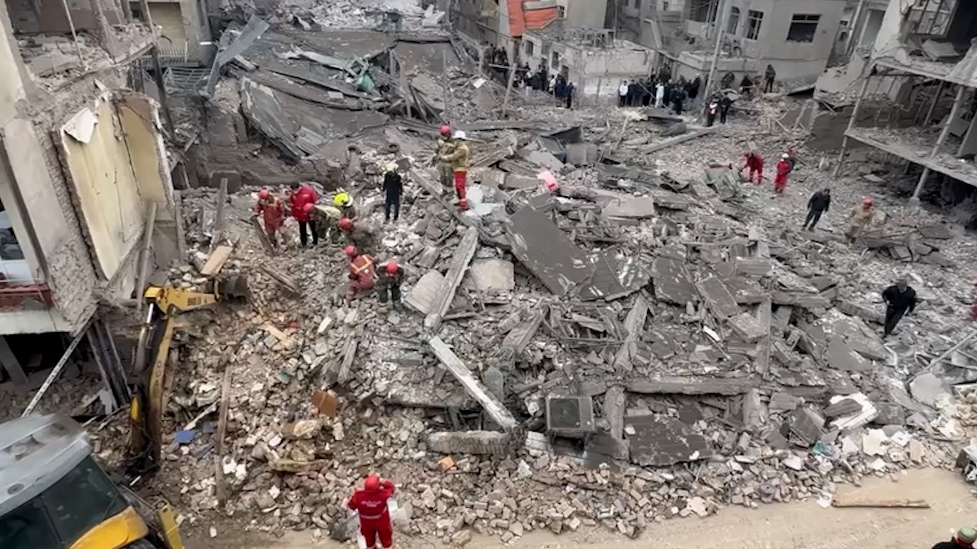 Rescue Teams in Tehran Work Through Night After Coordinated Strikes by U.S., Israel