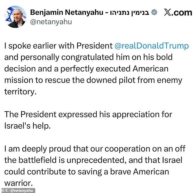U.S. Rescues F-15 Airman in Daring Operation as Netanyahu Praises Trump
