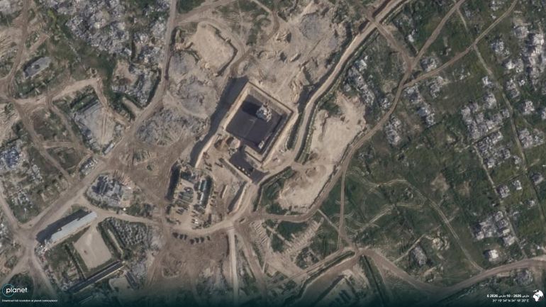 Satellite images show Israel building military forts in Gaza while reconstruction stalls.