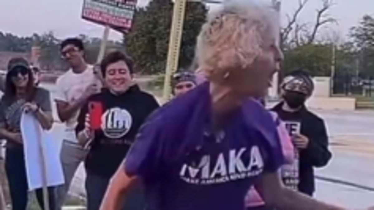 Protester wearing 'Make America Kind Again' Shirt Smashes Trump Pinata With Pipe