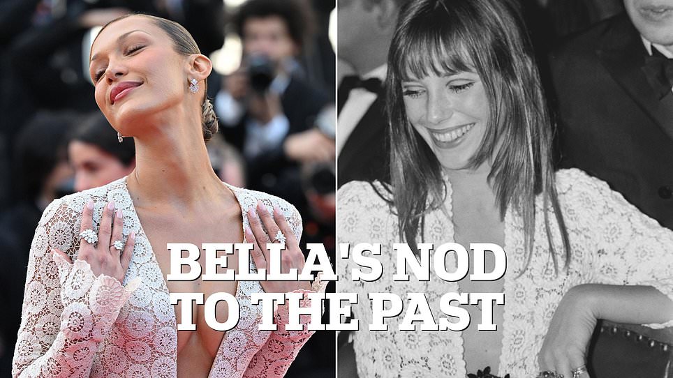 Bella Hadid Honors Jane Birkin With Schiaparelli Gown at Cannes