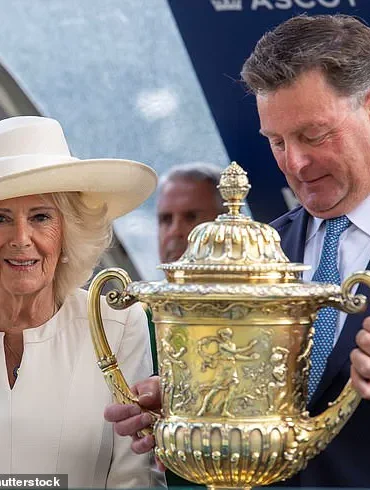 Queen Camilla Makes Elegant Appearance at Ascot Racecourse's King George Racing Weekend in Stylish Ensemble