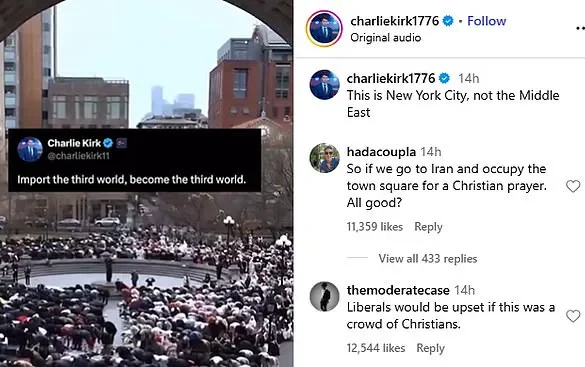 Charlie Kirk Shares Controversial Video of Muslims Praying in NYC with Criticized Captions