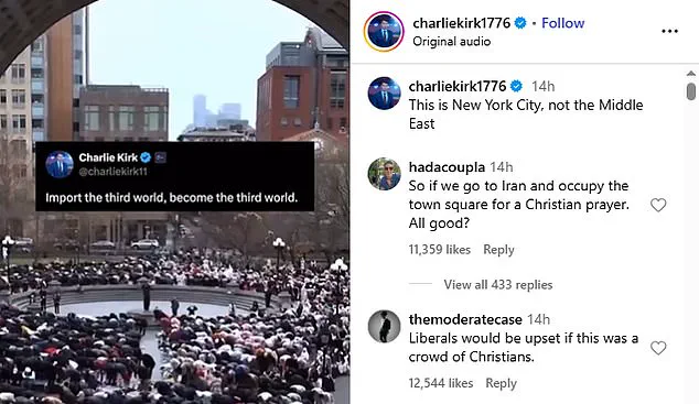 Charlie Kirk Shares Controversial Video of Muslims Praying in NYC with Criticized Captions