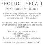 Daylesford Organic Recalls Cacao Double Nut Butter Over Safety Concerns, as Consumers and Experts Question Food Safety Protocols
